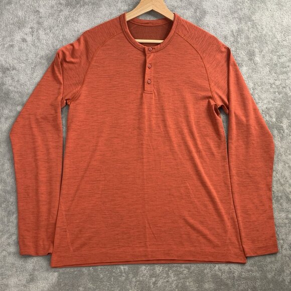 Lululemon Shirt Men Medium Metal Vent Tech LS Henley Performance Athleisure Top - Picture 1 of 7